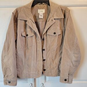 L.L. Bean Tan Beige Smooth Corduroy Button Up Jacket Blazer